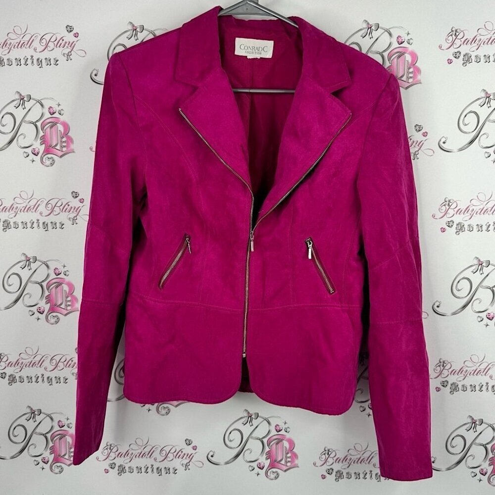 Conrad C collection jacket zip up pink soft Fuchsia Blazer Jacket